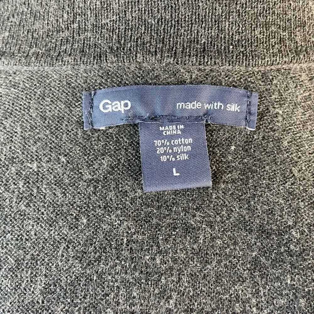 Gap Gray Silk Blend Cardigan Sweater Size L EUC